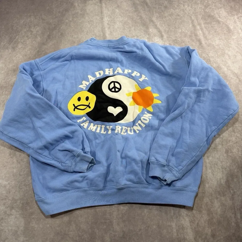 Madhappy Crewneck Family Reunion  Sweatshirt Blue Pullover Size XL NYC